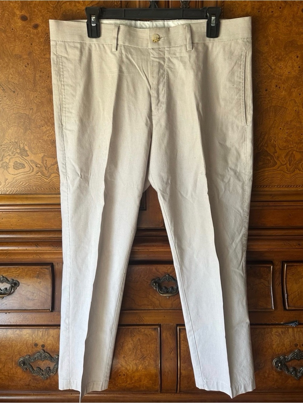 TailorByrd Men’s Stretch Dress Pants Khaki Tan Size 34x32 Flat Front